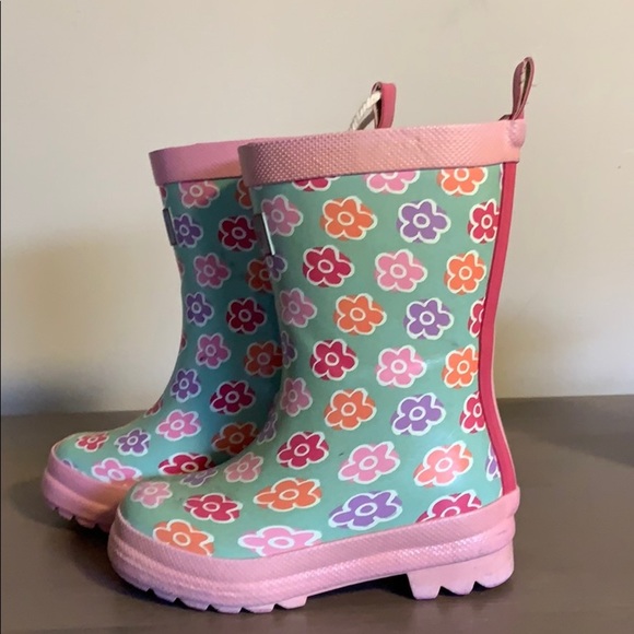Hatley “Flower Sketches” Pink Rubber Boots - Girl’s Size 6 - Picture 3 of 6